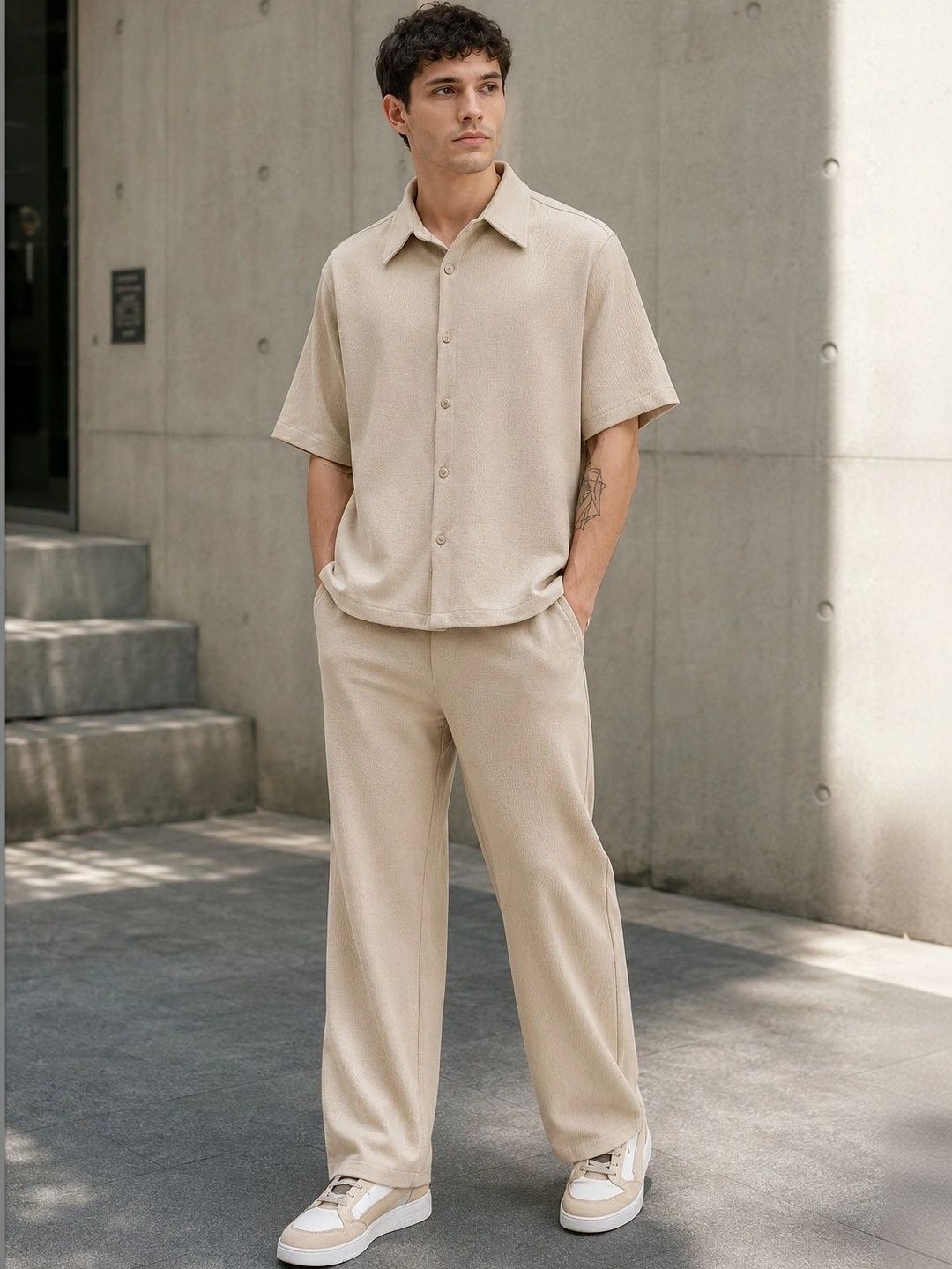 Solid Shirt with Trousers