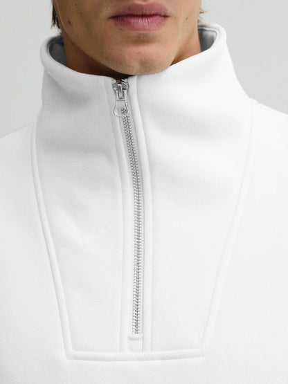 Men's White Sweatshirt Cotton Printed Regular Fit