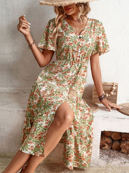 Floral Print A-Line Midi Dress