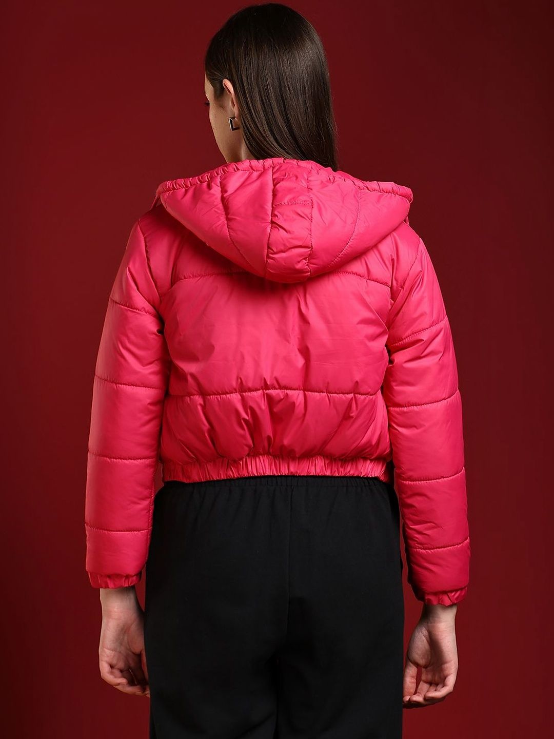 NOWI Women Solid Lightweight Crop Puffer Jacket