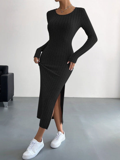 Women's Black Bodycon Midi Dress Blend Printed