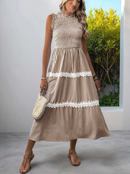 Striped A-Line Midi Dress