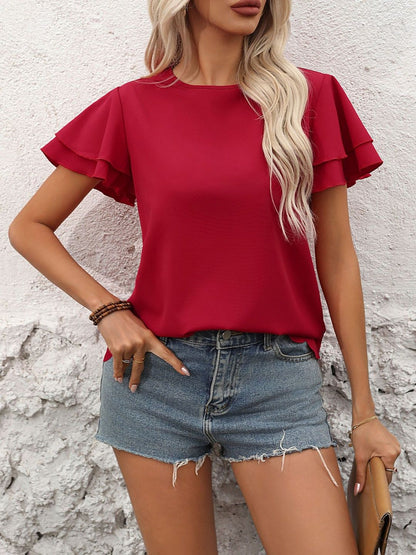 Flutter Sleeve Ruffles Top