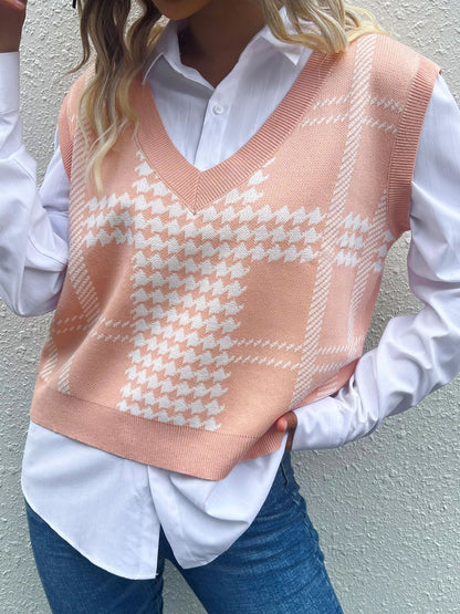 Women's Nowi Women Checked Printed Sweater Vest