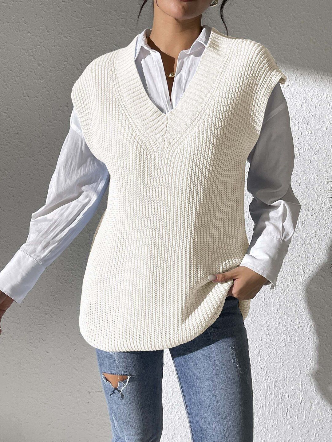 Women Ribbed Sweater Vest