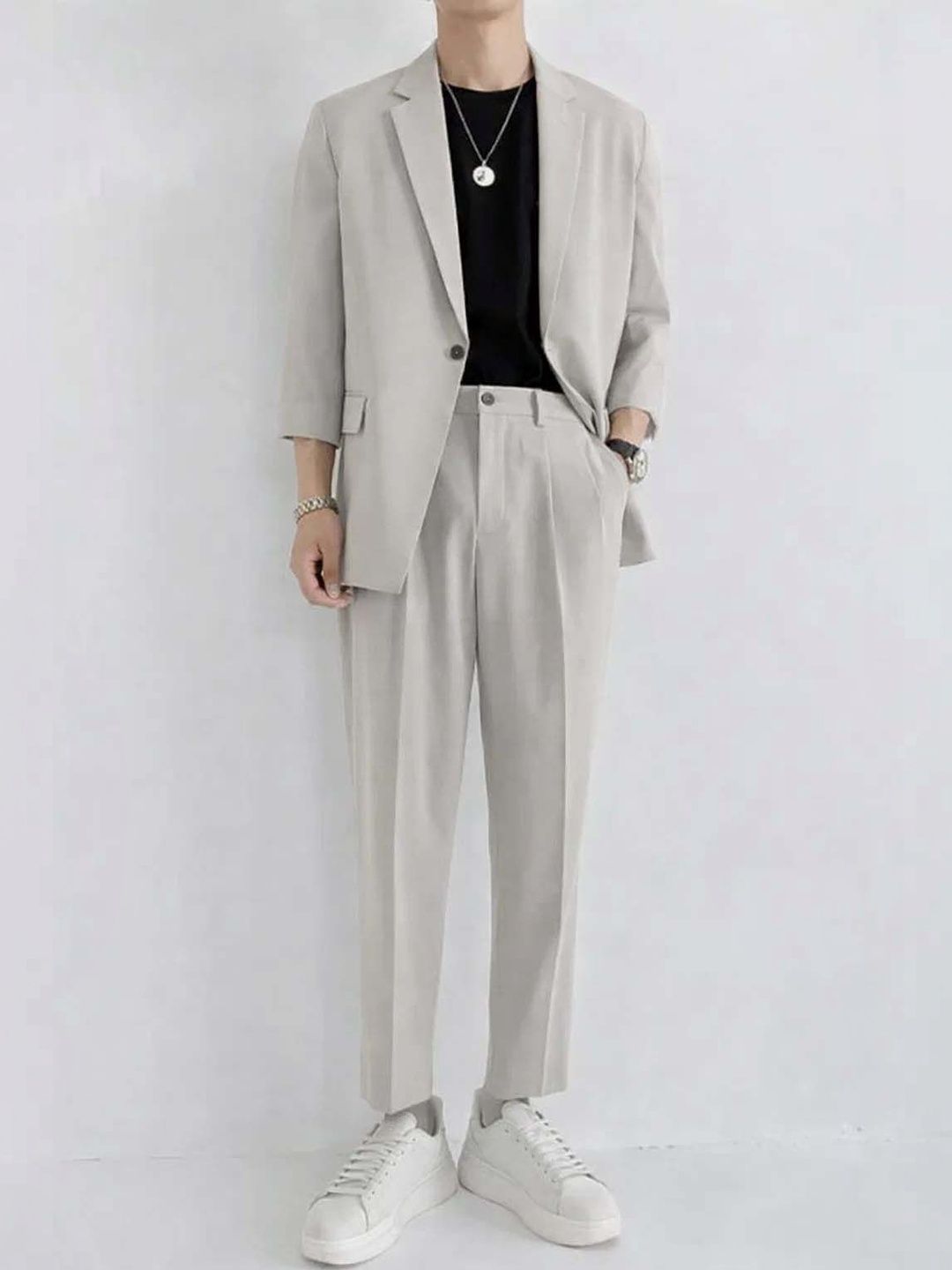 Solid Blazer with Trousers