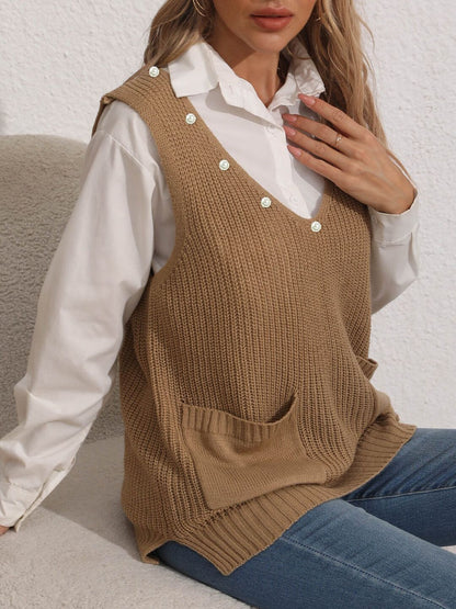 Women Ribbed Sweater Vest