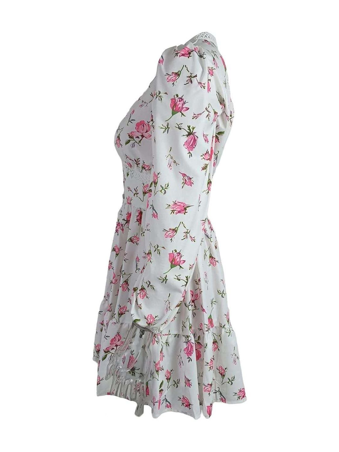 Floral Print Puff Sleeve Ruffled Fit & Flare Mini Dress