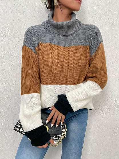 Women's Grey Colourblocked Pullover Blend Printed