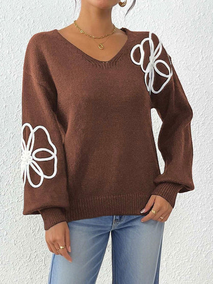Women Floral Pullover with Embroidered Detail