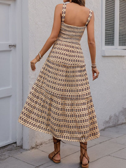 Bohemian Print A-Line Midi Dress