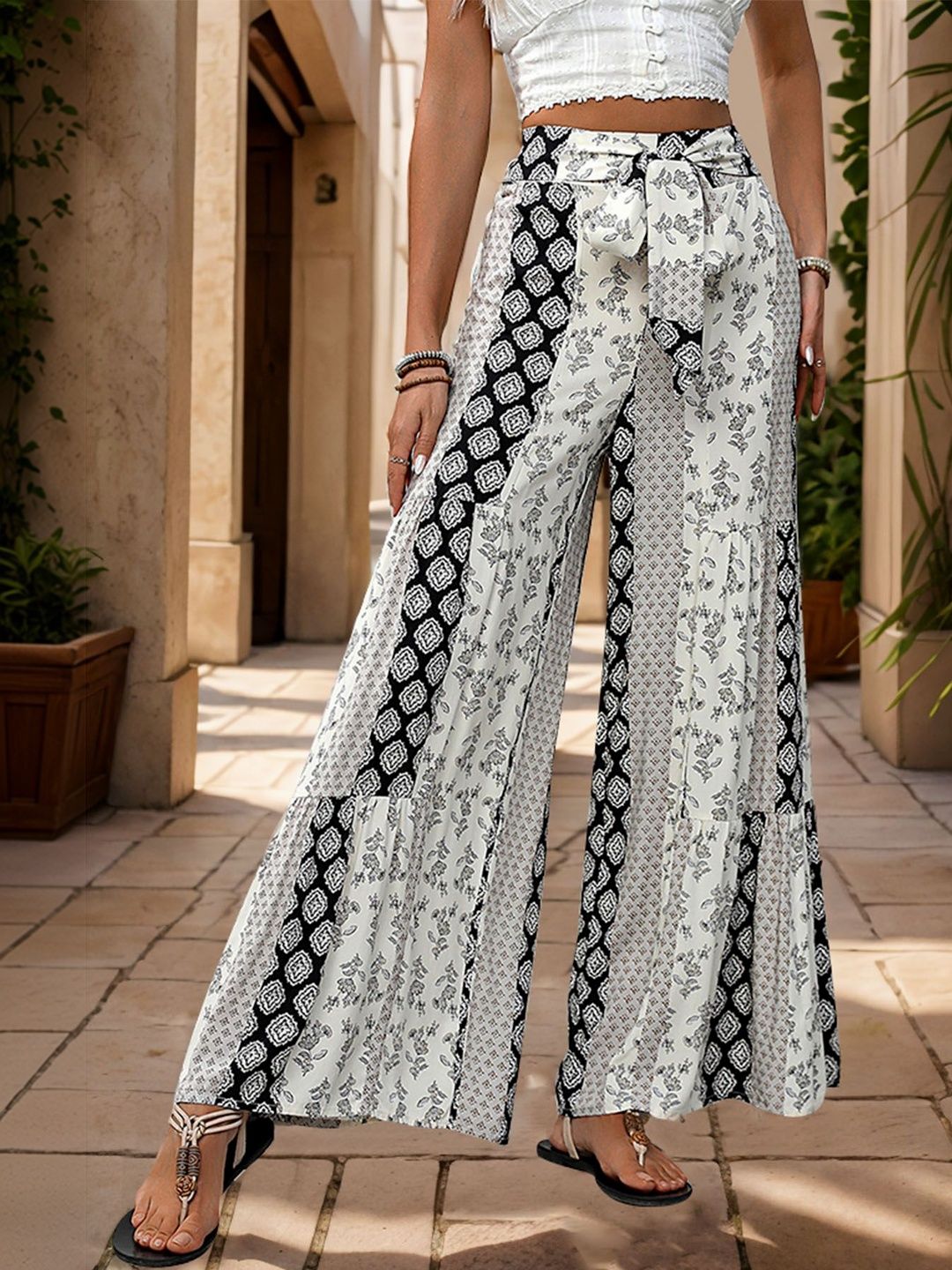 Women Printed Non Iron Trousers