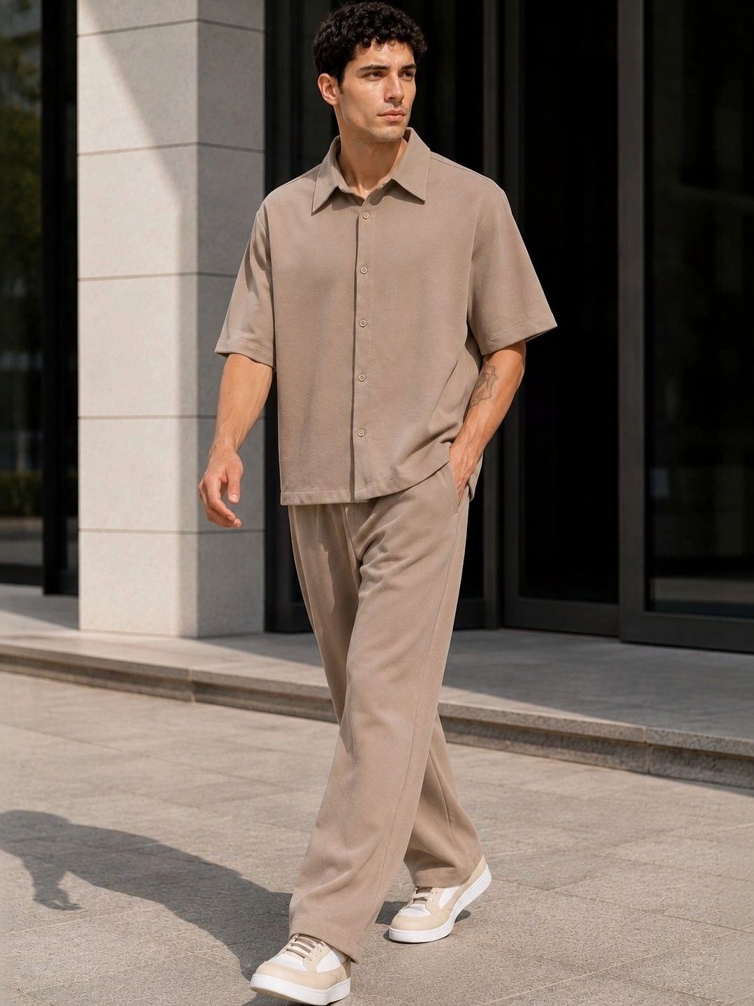 Solid Shirt with Trousers