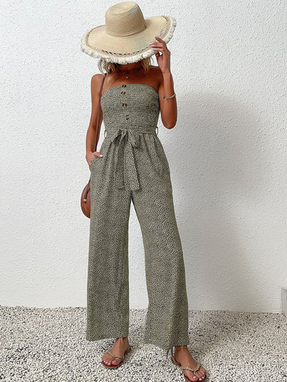 Strapless Printed Basic Jumpsuit