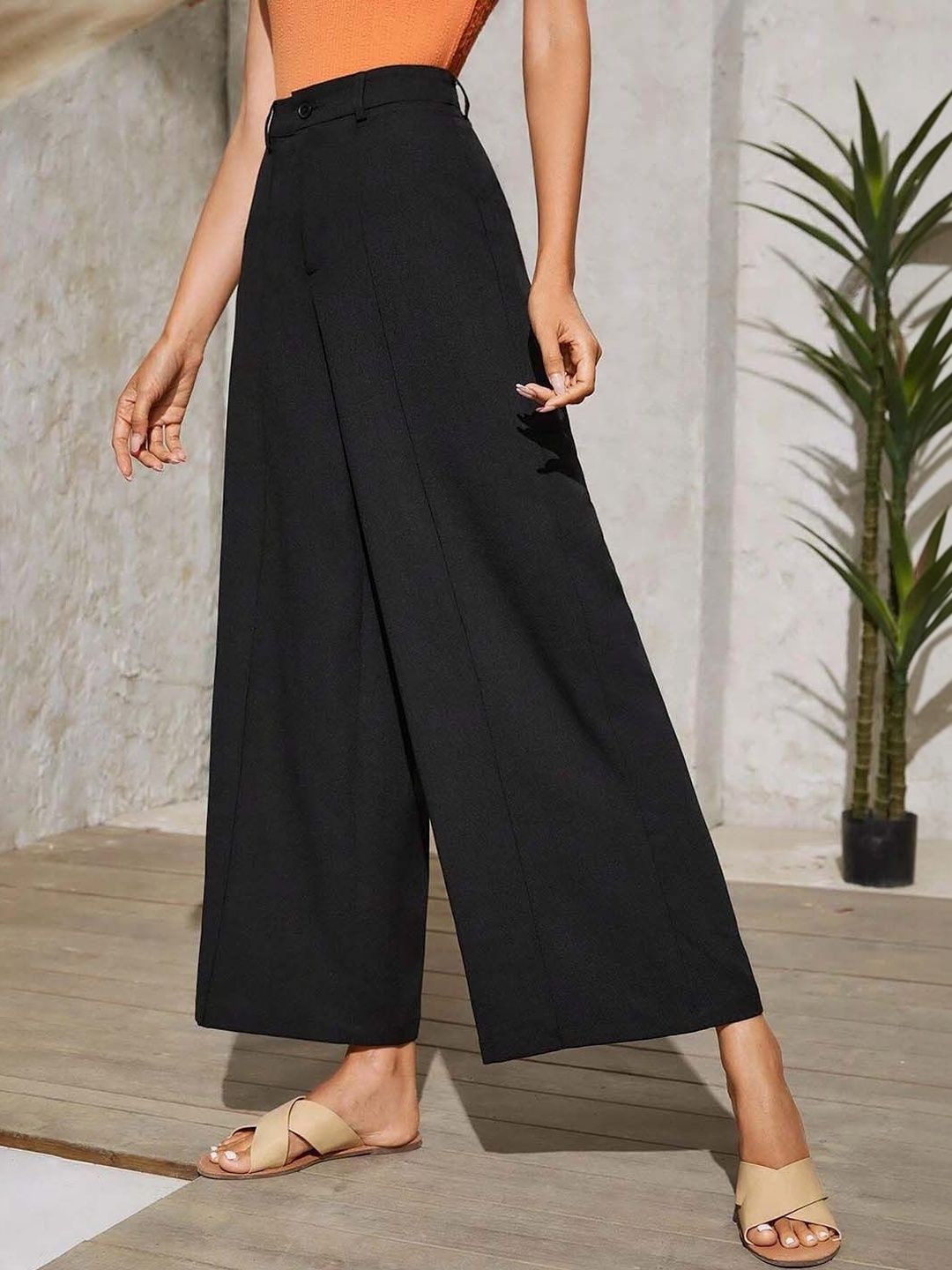 Women Flared High-Rise Trousers