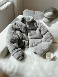 Women's Grey Crop Puffer Jacket