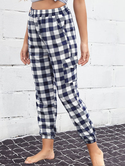 Women Checked Cargos Trousers