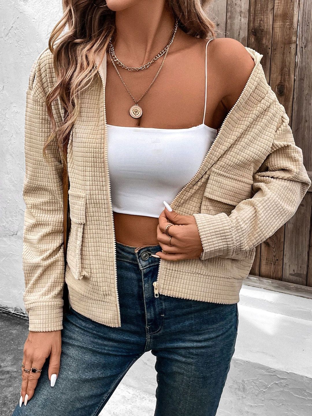 Women Corduroy Bomber Jacket