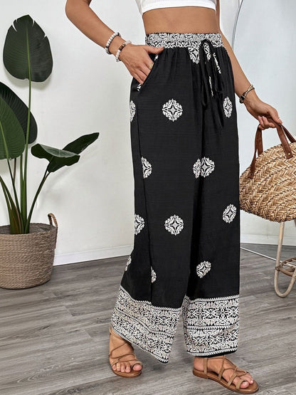 Women Ethnic Motifs Printed Loose Fit Non Iron Trousers