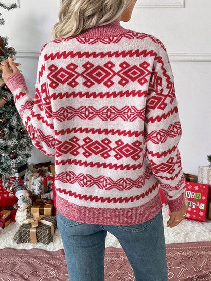 Women's White Self Design Pullover