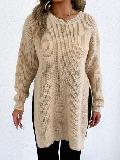 Women Ribbed Longline Pullover