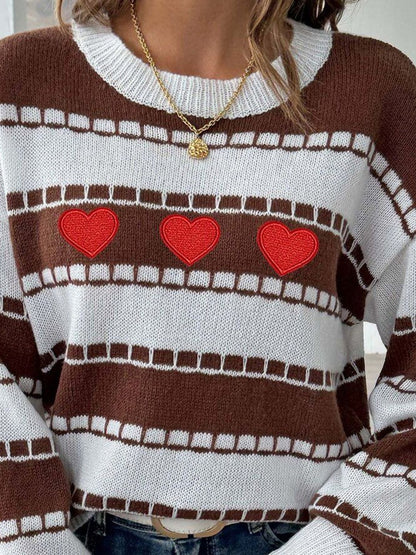 Women Striped Pullover with Embroidered Detail