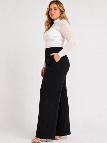 Women Relaxed Straight Fit High-Rise Trousers