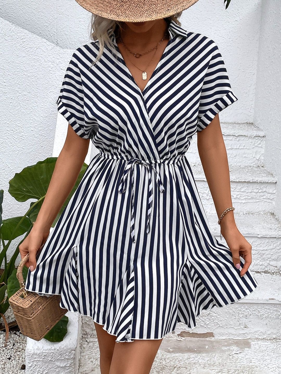 Striped Fit & Flare Dress