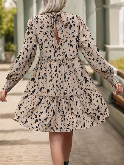 Women's Beige Print A-Line Dress
