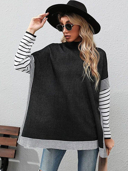 Women's Black Colourblocked Pullover Blend Printed