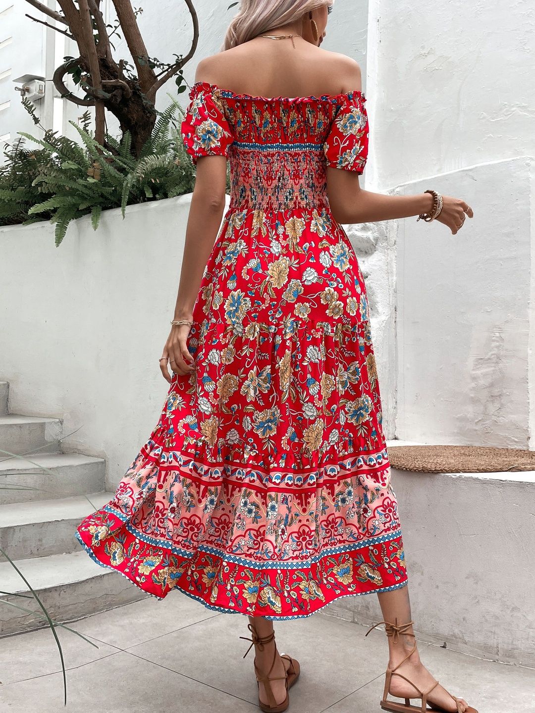Print Fit & Flare Midi Dress