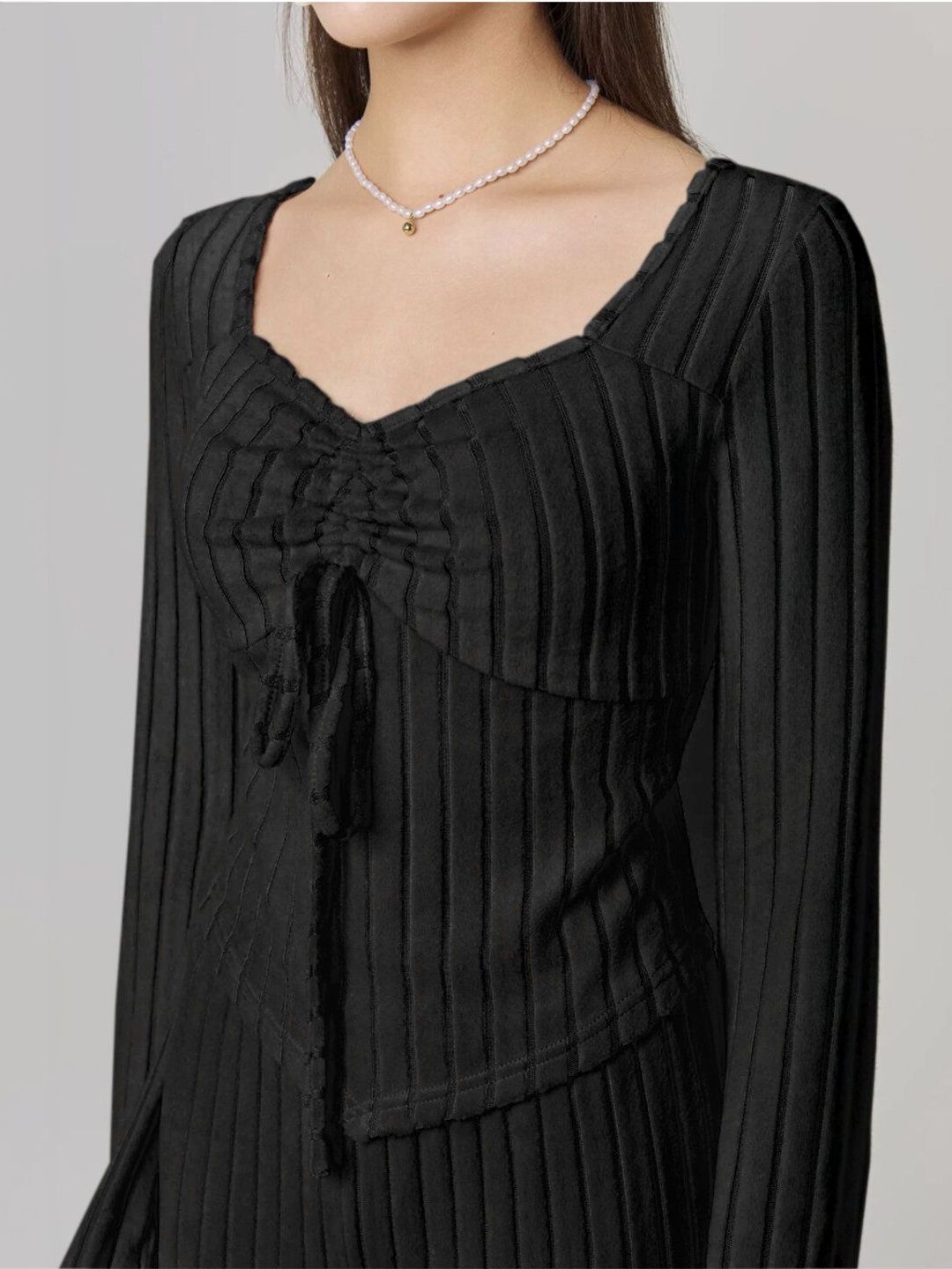 Black Striped Co-ords with Scoop Neck