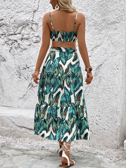 Printed Shoulder Straps Top & Skirt Co-Ords