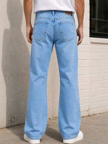 Men Bootcut Mid-Rise Light Fade Jeans
