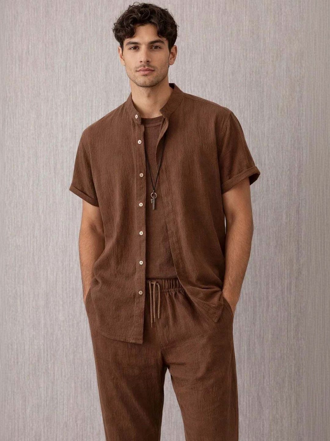 Shirt Collar Shirt With Trousers Co-Ords