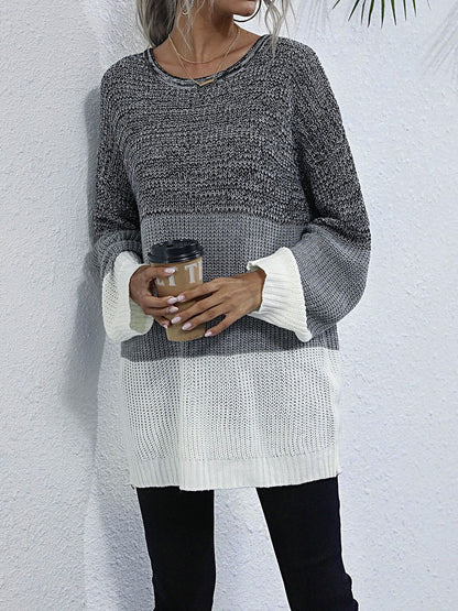 Women's Grey Colourblocked Pullover Blend Printed