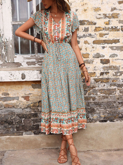 Floral Print A-Line Midi Dress