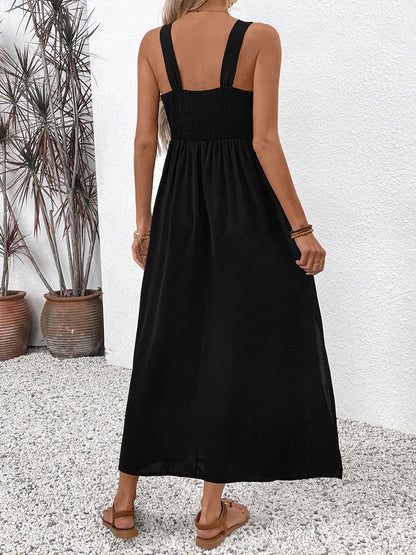 Bohemian Embroidered A-Line Midi Dress