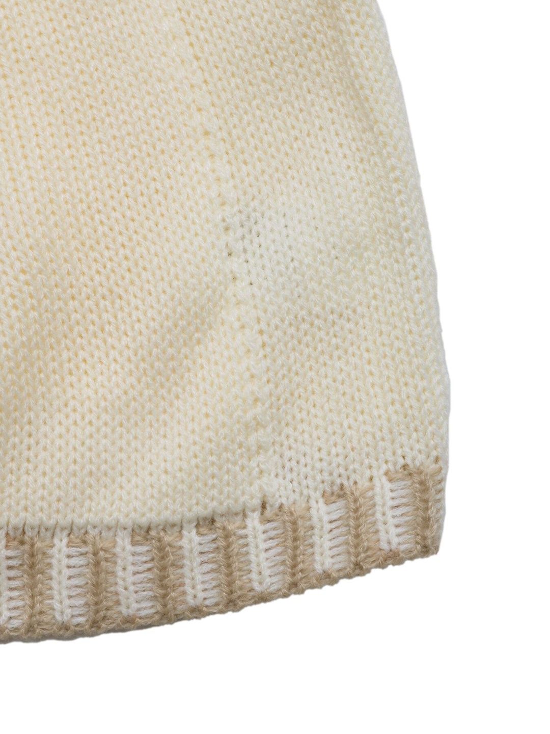 Women's Beige Nowi Women Ribbed Sweater Vest Blend Printed