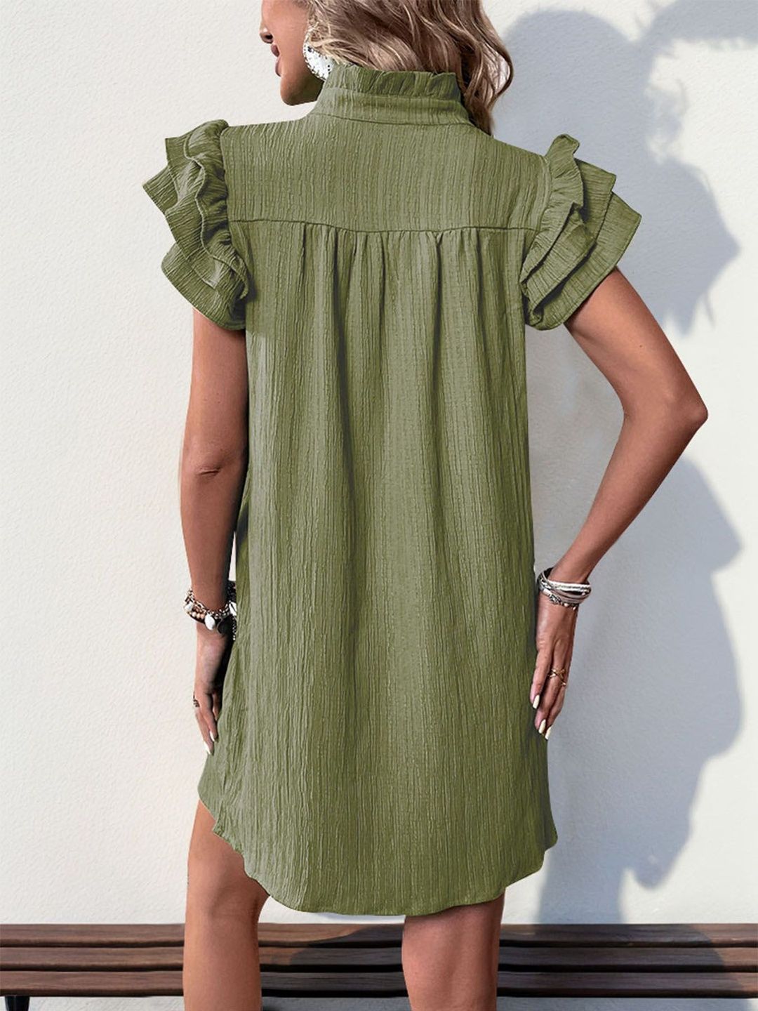 Flutter Sleeve Ruffled Dress