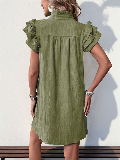 Flutter Sleeve Ruffled Dress