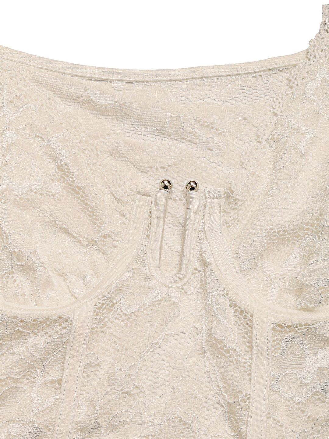Laced Cotton V-Neck Bodysuit