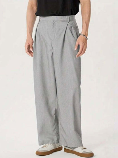 Men Wrinkle Free Pleated Trousers