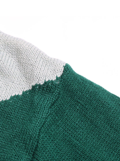 Women's Green Colourblocked Pullover