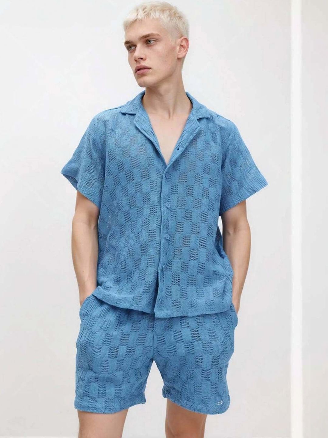 Woven Design Shirt with Shorts