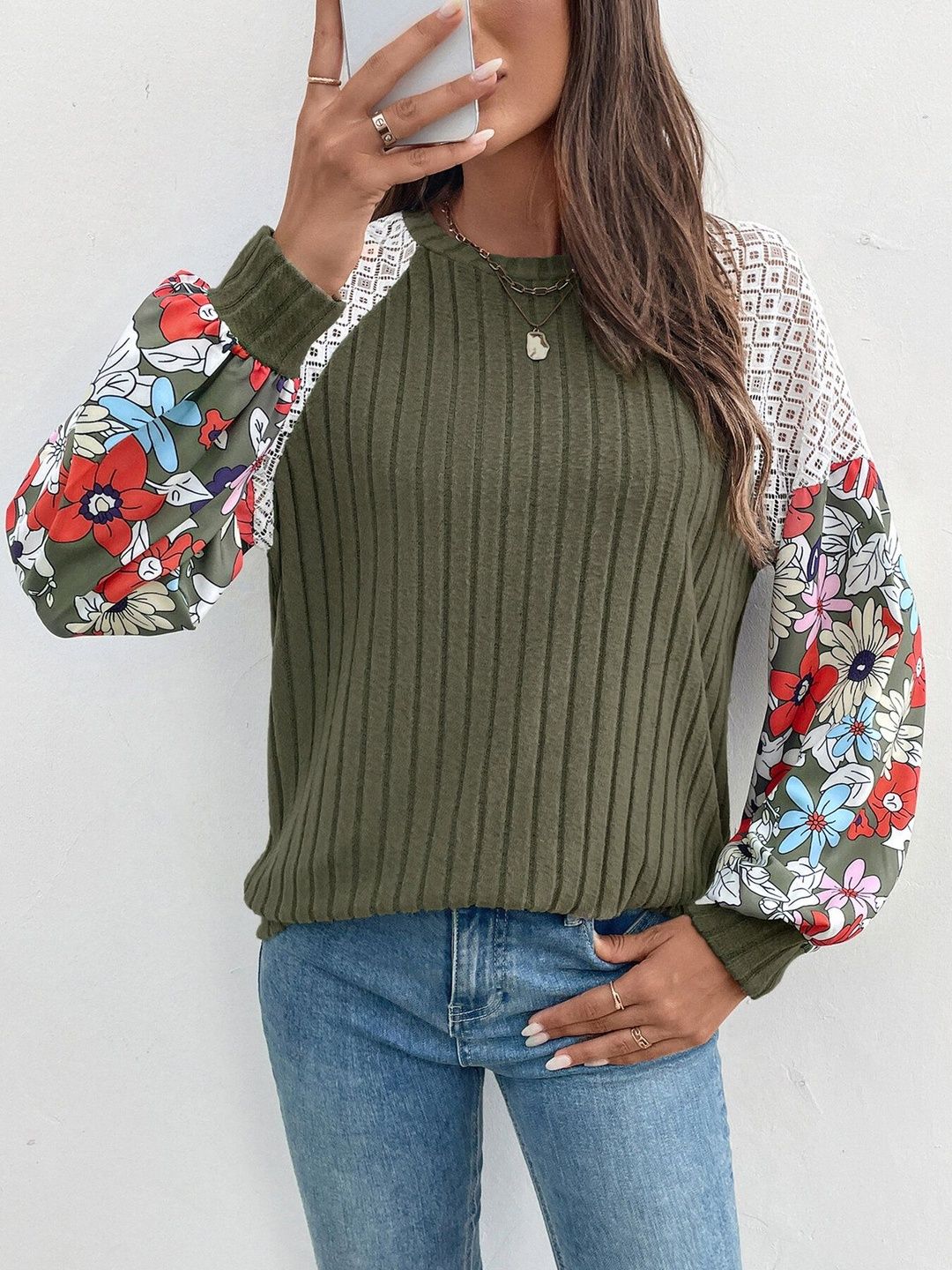 Women Floral Colourblocked T-shirt