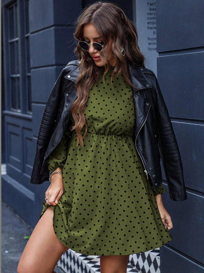 Polka Dot Print Fit & Flare Dress