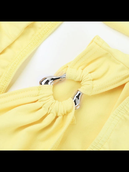 Women's Yellow Off-Shoulder Bodycon Maxi Dress
