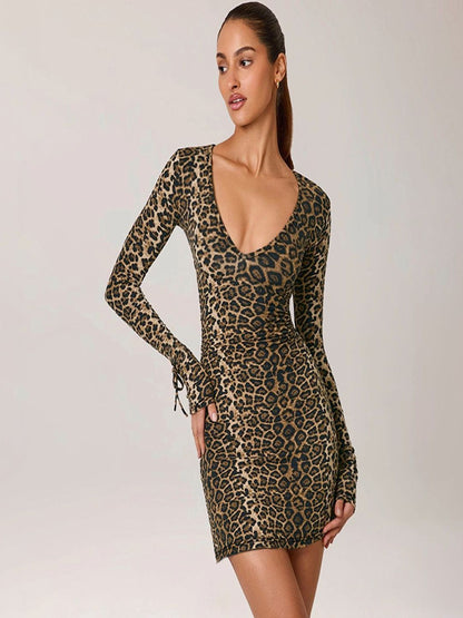 NOWI Animal Print Bodycon Mini Dress