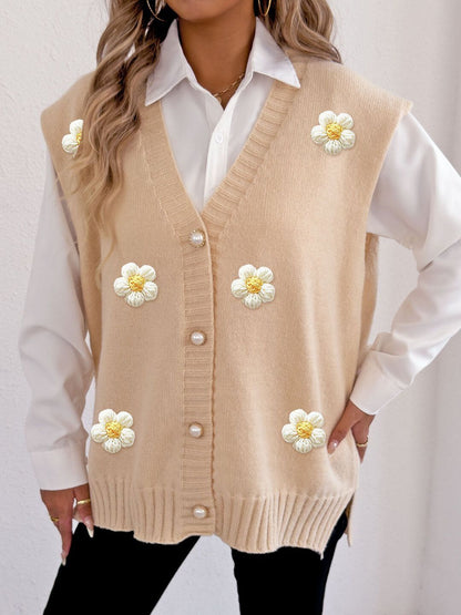 Women Sweater Vest with Applique Detail